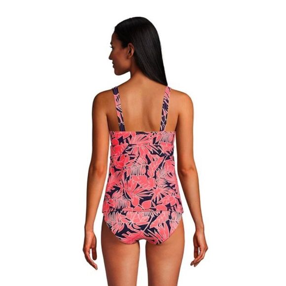 Land’s End REVERSIBLE Soft cup Tankini top Wood Lily Navy Palm print Various - Picture 3 of 4